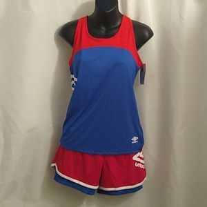 Girls Umbro athletic tank and shorts